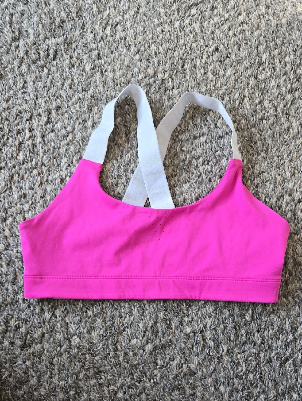 Figs Hot Pink Sports Bra with White Straps